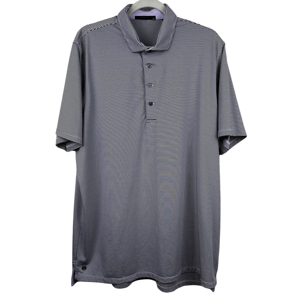 Greyson Saranac Polo Performance Golf Resort Striped Purple Mens XL Short Sleeve